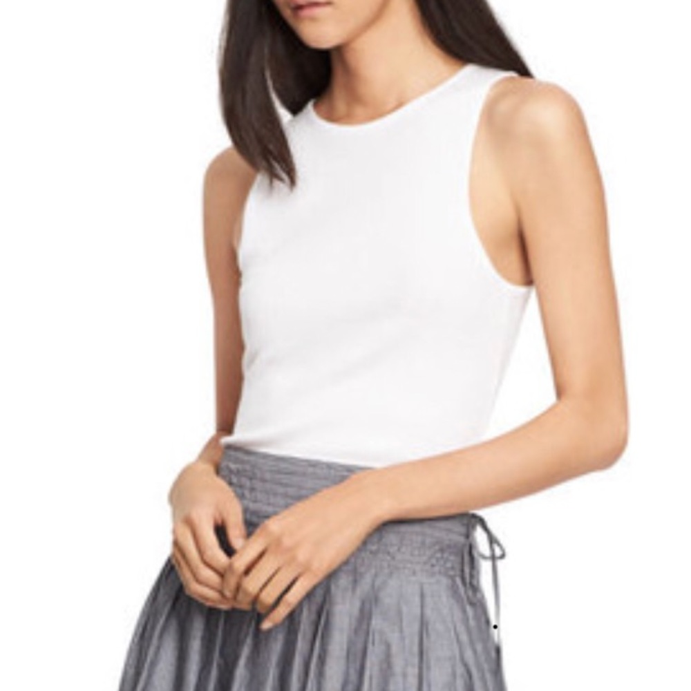 Charlotte Russe White Bib-Neck Tank Top